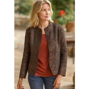 NWT Coldwater Creek Shaped Metallic Jacquard Jacket Career Blazer Plus size 14
